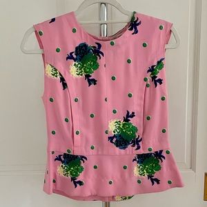 MARC JACOBS NWOT! Pink floral blouse with peplum detail.
